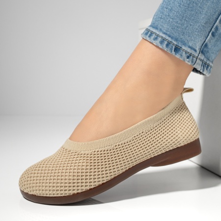 Pantofi dama, Espadrile dama cu talpa joasa din material textil bej MOD13064, modlet.ro