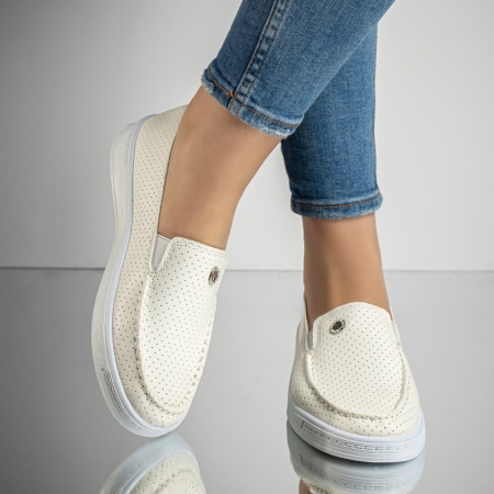 Espadrile sport dama cu insertie de material elastic albe ZEF13179