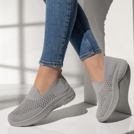 Espadrile sport dama, Espadrile sport dama cu perforatii gri MOD13397, modlet.ro