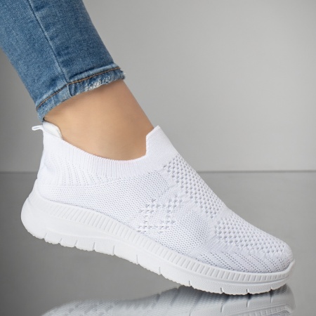 Espadrile sport dama cu talpa groasa albe MOD13238, 4, modlet.ro