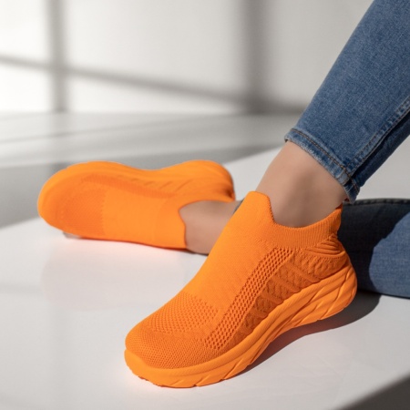 Incaltaminte dama, Espadrile sport dama din material textil portocalii MOD13176, modlet.ro
