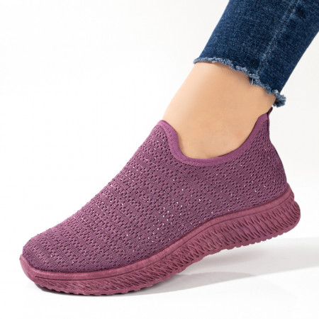 REDUCERI INCALTAMINTE, Espadrile sport dama mov cu strasuri atasate MOD09087, modlet.ro