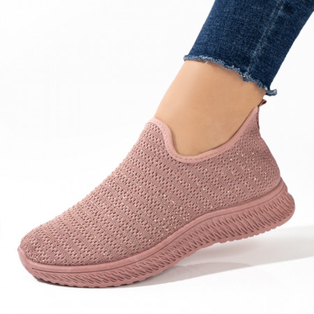 REDUCERI INCALTAMINTE, Espadrile sport dama roz cu strasuri atasate MOD09087, modlet.ro