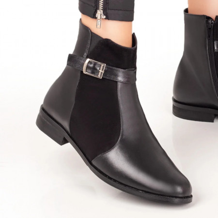 Ghete dama cu catarama negre din Piele naturala MOD07599, 3, modlet.ro