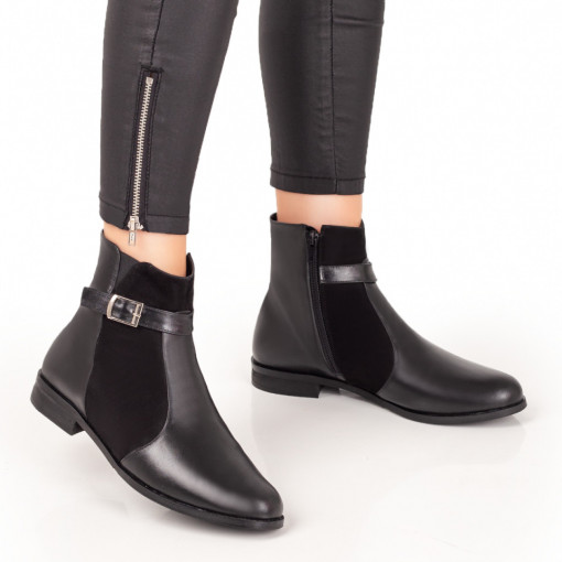 Ghete dama cu catarama negre din Piele naturala MOD07599, 2, modlet.ro