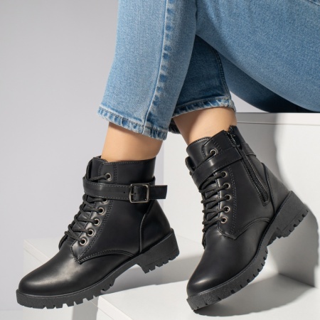Ghete dama cu catarama si fermoar negre MOD12300, 2, modlet.ro