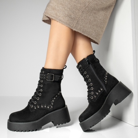 Ghete dama cu fermoar negru suede MOD12813, 2, modlet.ro