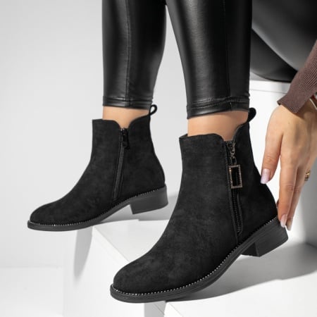 Ghete dama cu fermoar negru suede ZEF12728, 3, zeforia.ro