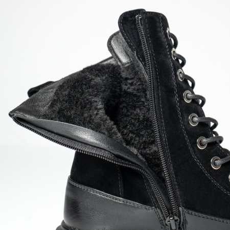 Ghete dama cu talpa groasa negru suede MOD14141, 2, modlet.ro