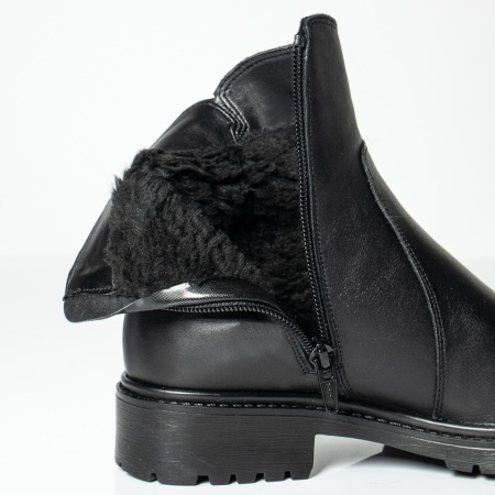 Ghete dama cu talpa joasa negre din Piele naturala MOD0351, 2, modlet.ro