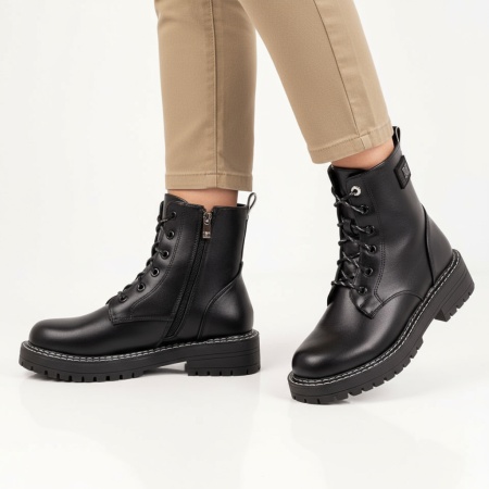 Ghete dama negre cu siret si fermoar MOD07154, 2, modlet.ro