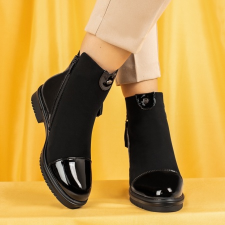 Ghete dama negre lacuite cu fermoar MOD07124, 3, modlet.ro