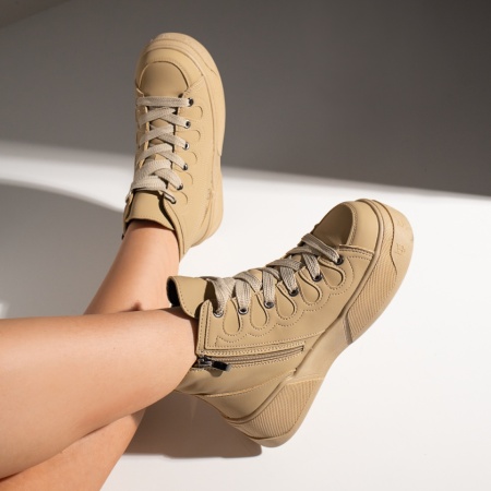 Ghete sport dama cu talpa groasa khaki MOD10839, 4, modlet.ro