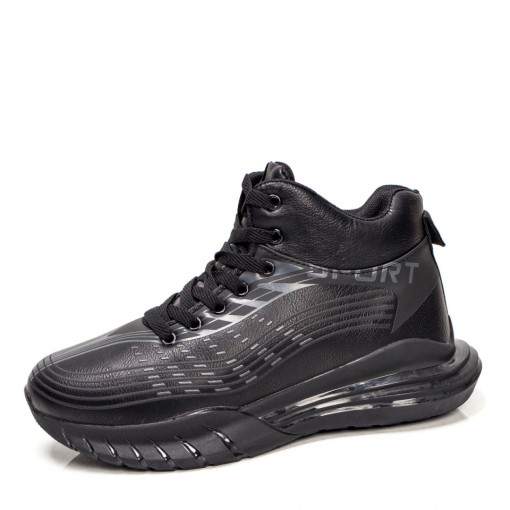 Ghete sport negre cu talpa groasa si siret MOD06766