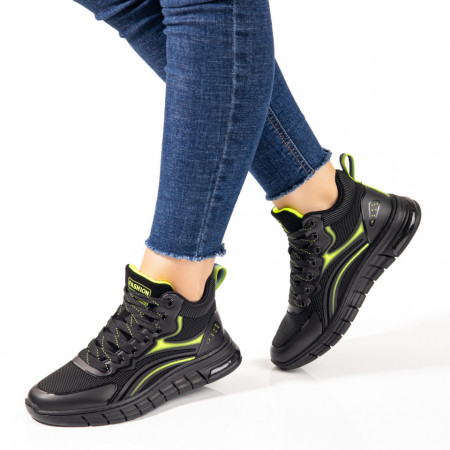 Ghete Dama, Ghete sport negre cu verde dama MOD10533, modlet.ro