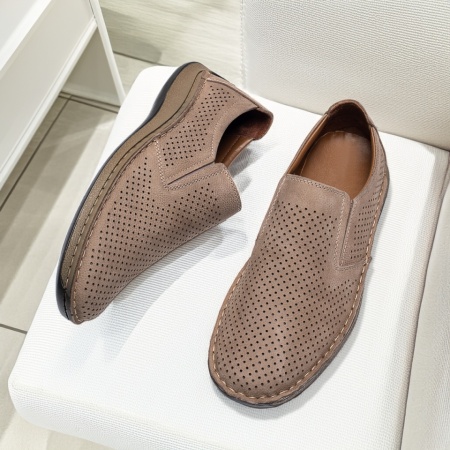 Incaltaminte barbati, Pantofi barbati casual perforati gri din Piele naturala ZEF13611, zeforia.ro