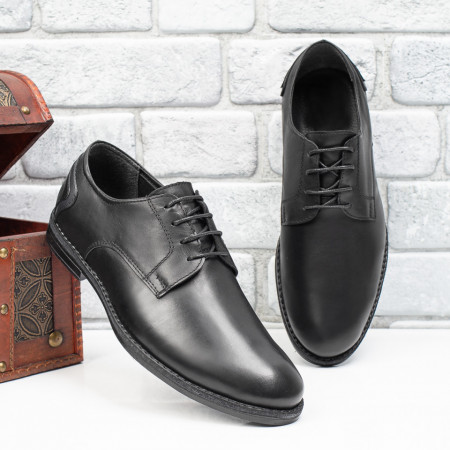 Plateste Jumatate!, Pantofi barbati eleganti cu siret negri din Piele naturala MOD09766, modlet.ro