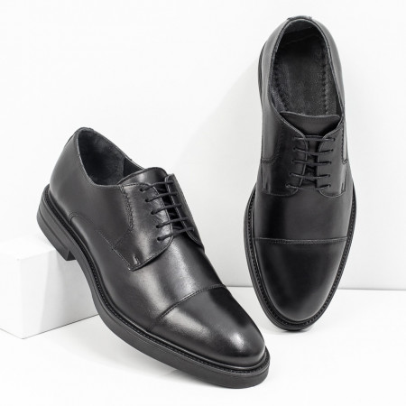 Pantofi barbati, Pantofi barbati eleganti cu siret negri din Piele naturala ZEF08418 - zeforia.ro