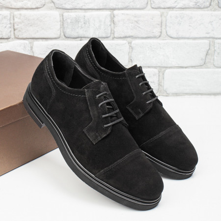 Plateste Jumatate!, Pantofi barbati eleganti din Piele naturala negri suede MOD10674, modlet.ro