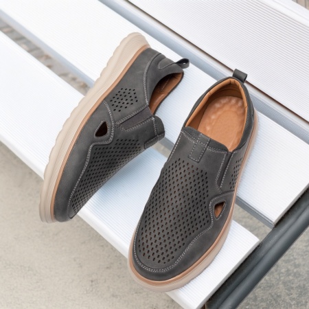 Incaltaminte barbati, Pantofi casual barbati cu insertie de material elastic gri ZEF13556, zeforia.ro