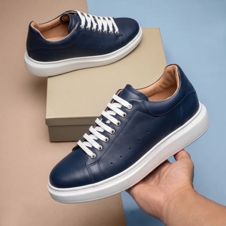Pantofi casual barbati cu siret albastri din Piele naturala NICU1, 3, modlet.ro
