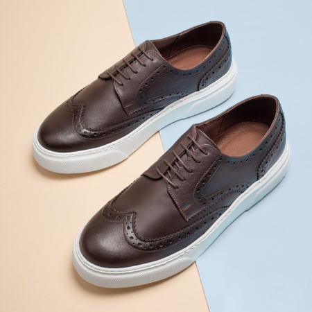 Pantofi barbati, Pantofi casual barbati cu siret maro inchis din Piele naturala MOD13791, modlet.ro