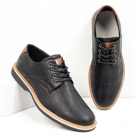 Pantofi casual barbati cu siret negri MOD08443