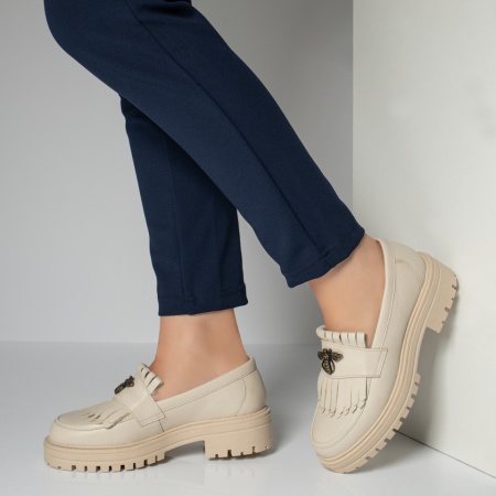 Pantofi casual dama bej din Piele Naturala MOD12211, 2, modlet.ro