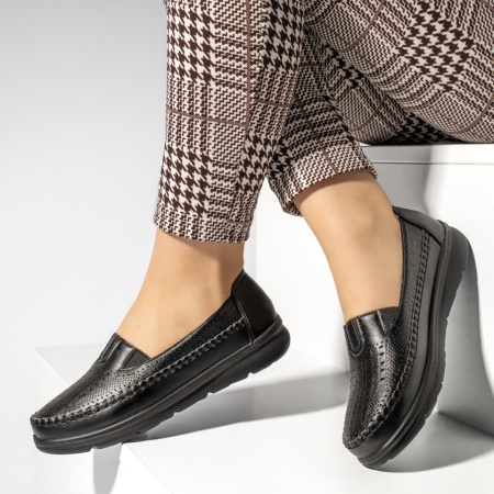 Pantofi casual dama cu insertie de material elastic negri ZEF13232, 2, zeforia.ro
