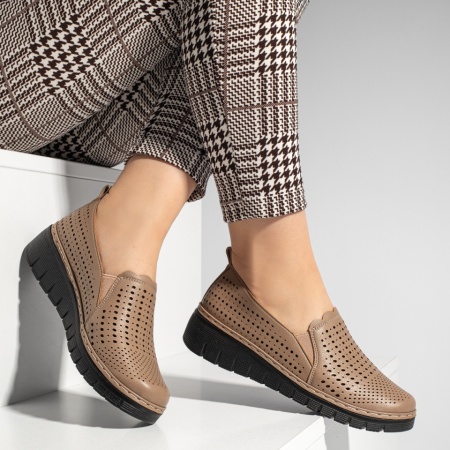 Pantofi casual dama cu perforatii bej MOD13352, 1, modlet.ro