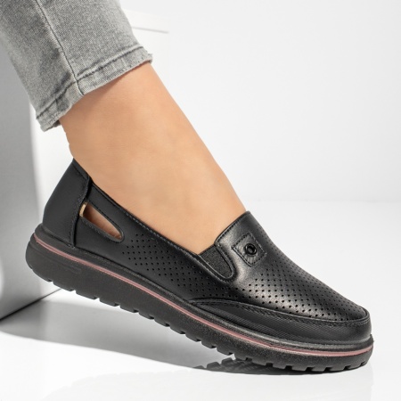Pantofi casual dama cu perforatii negri MOD13165, 3, modlet.ro
