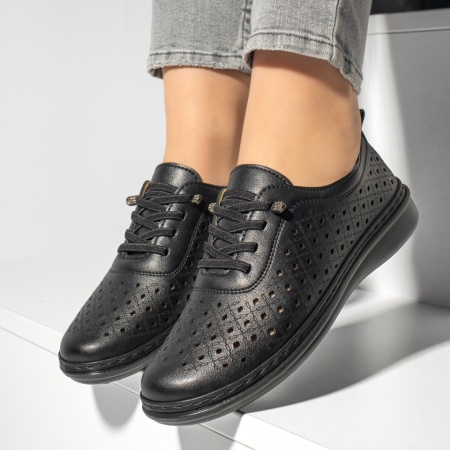 Pantofi casual dama cu perforatii negri ZEF13157, 2, zeforia.ro