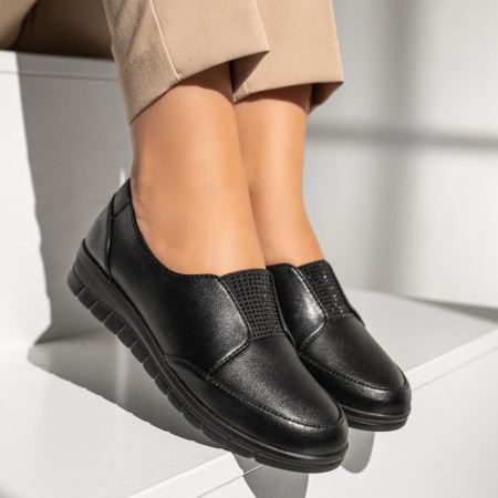 Pantofi casual dama cu pietre aplicate negri MOD13981, 4, modlet.ro