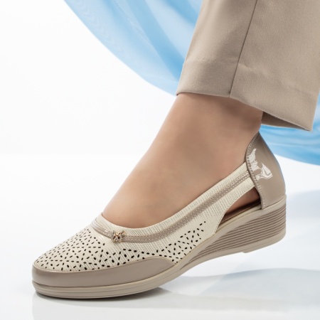 Pantofi casual dama cu platforma bej MOD13346, 4, modlet.ro