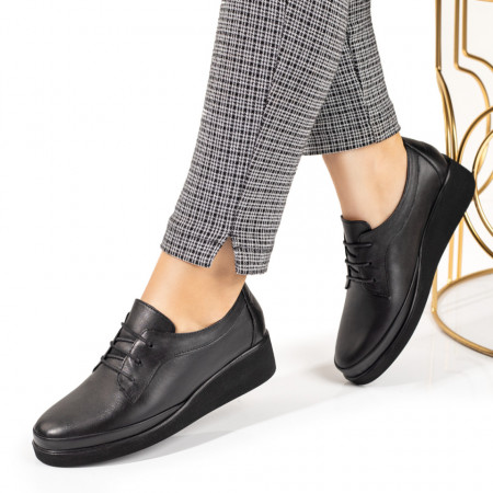 Pantofi casual dama cu platforma negri din Piele naturala MOD10349, 3, modlet.ro