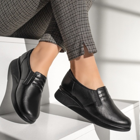 Pantofi casual dama cu platforma negri din Piele naturala MOD11279, 3, modlet.ro
