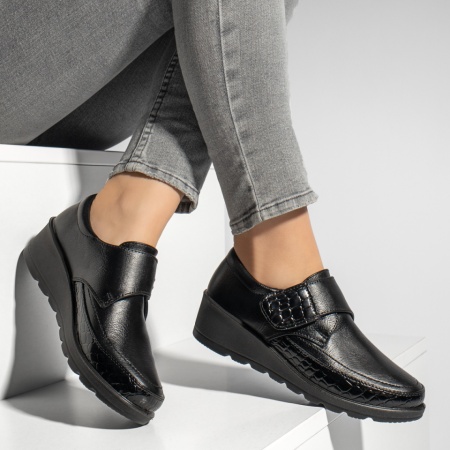 Pantofi casual dama cu platforma negri MOD06218, 3, modlet.ro