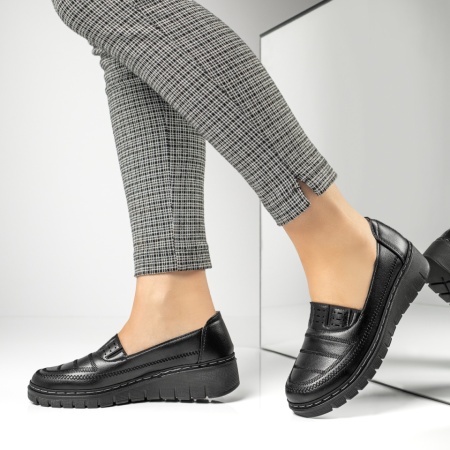 Pantofi dama, Pantofi casual dama cu platforma negri MOD13047, modlet.ro