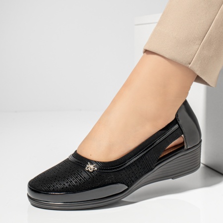 Pantofi dama, Pantofi casual dama cu platforma negri MOD13346, modlet.ro