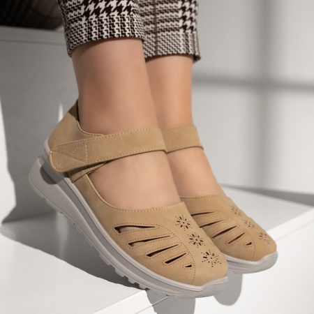 Pantofi casual dama cu scai khaki MOD13308, 3, modlet.ro