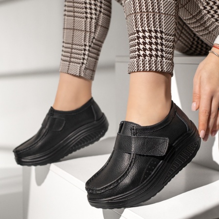 Pantofi casual dama cu scai negri din Piele naturala DORA28, 4, modlet.ro