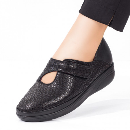 Pantofi casual dama cu scai negri din Piele naturala MOD00129