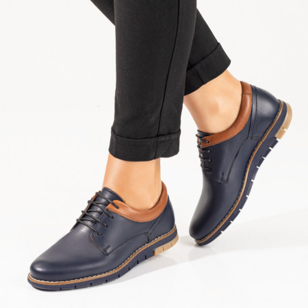 Pantofi casual dama cu siret albastri din Piele naturala MOD10253, 3, modlet.ro