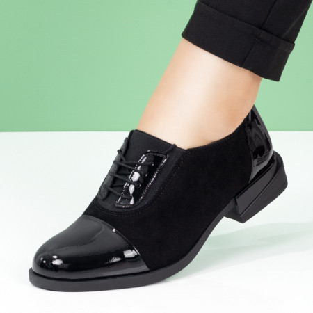 Pantofi dama, Pantofi casual dama cu siret din Piele naturala negri suede MOD033912, modlet.ro