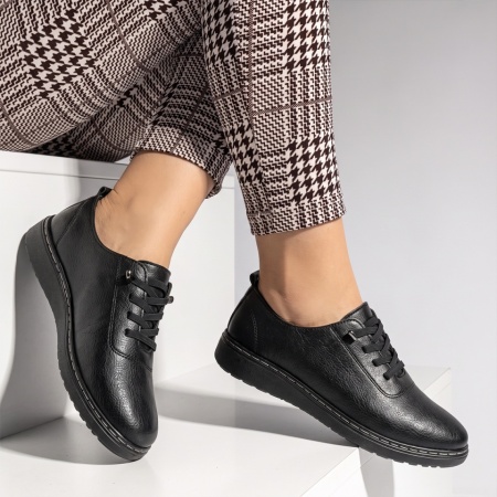 Pantofi casual dama cu siret elastic negri IOANA20, 3, modlet.ro