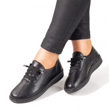 Pantofi casual dama cu siret elastic negri MDL09982