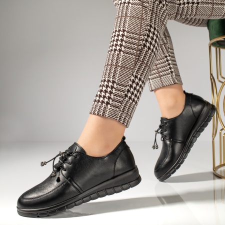 Pantofi casual dama cu siret elastic negri MOD11936, 2, modlet.ro