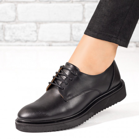 Pantofi casual dama, Pantofi casual dama cu siret negri din Piele naturala MOD03627, modlet.ro