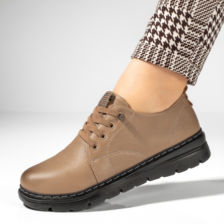 Pantofi casual cu platforma, Pantofi casual dama cu strasuri maro MOD13097, modlet.ro