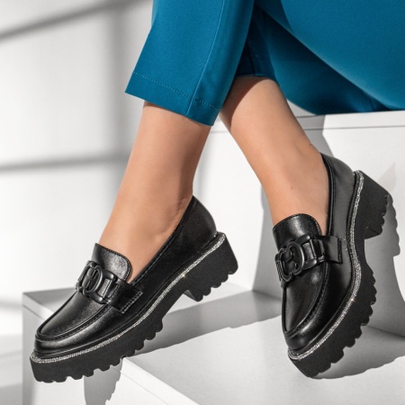 Pantofi casual dama cu strasuri negri MOD11044, 2, modlet.ro